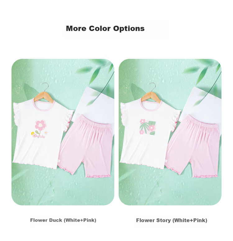 DEESHA Children's Pajamas, Girls' Loungewear, Sleeveless Vest, Air Conditioning Suit Set 2