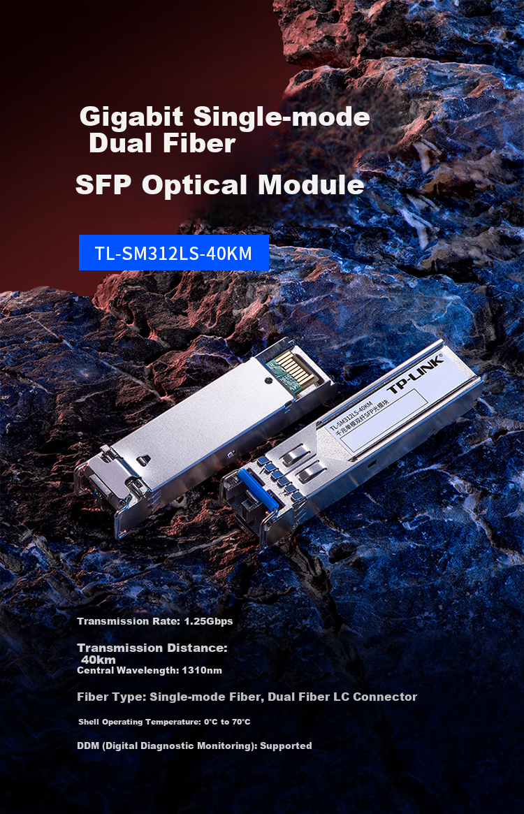 TP-LINK , Gigabit Single-Mode Dual-Fiber SFP Optical Module, Fiber Optic Transmission, TL-SM312LS 1