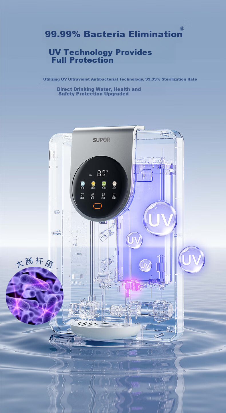 SUPOR Bottled Water Dispenser, Home Wall-Mounted Instant Hot Water Machine, Sideboard Direct Drinking Machine, Ultra-Thin Rapid Heating, Can Connect to Bottled Water, Touch Control Operation, Multiple Temperature And Water Level Settings, UG02A 10