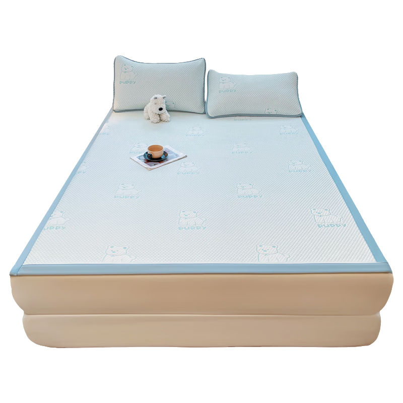 Grace Class A Bean Cooling Mat Ice Silk Summer Soft Mat Single Blue 90*200cm [Washable]