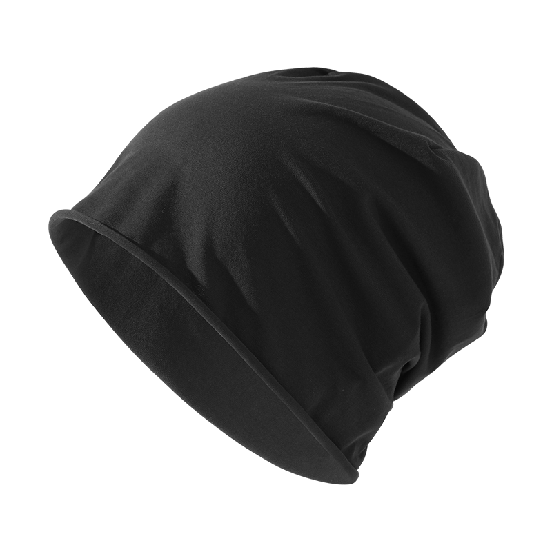 Nanjiren Men's Sleep Cap, Thin Style, Closed-Toe Hat, Hairless Cap, Air Conditioning Hat, Sleeping Cap, Maternity Hat, Slouchy Hat, Black