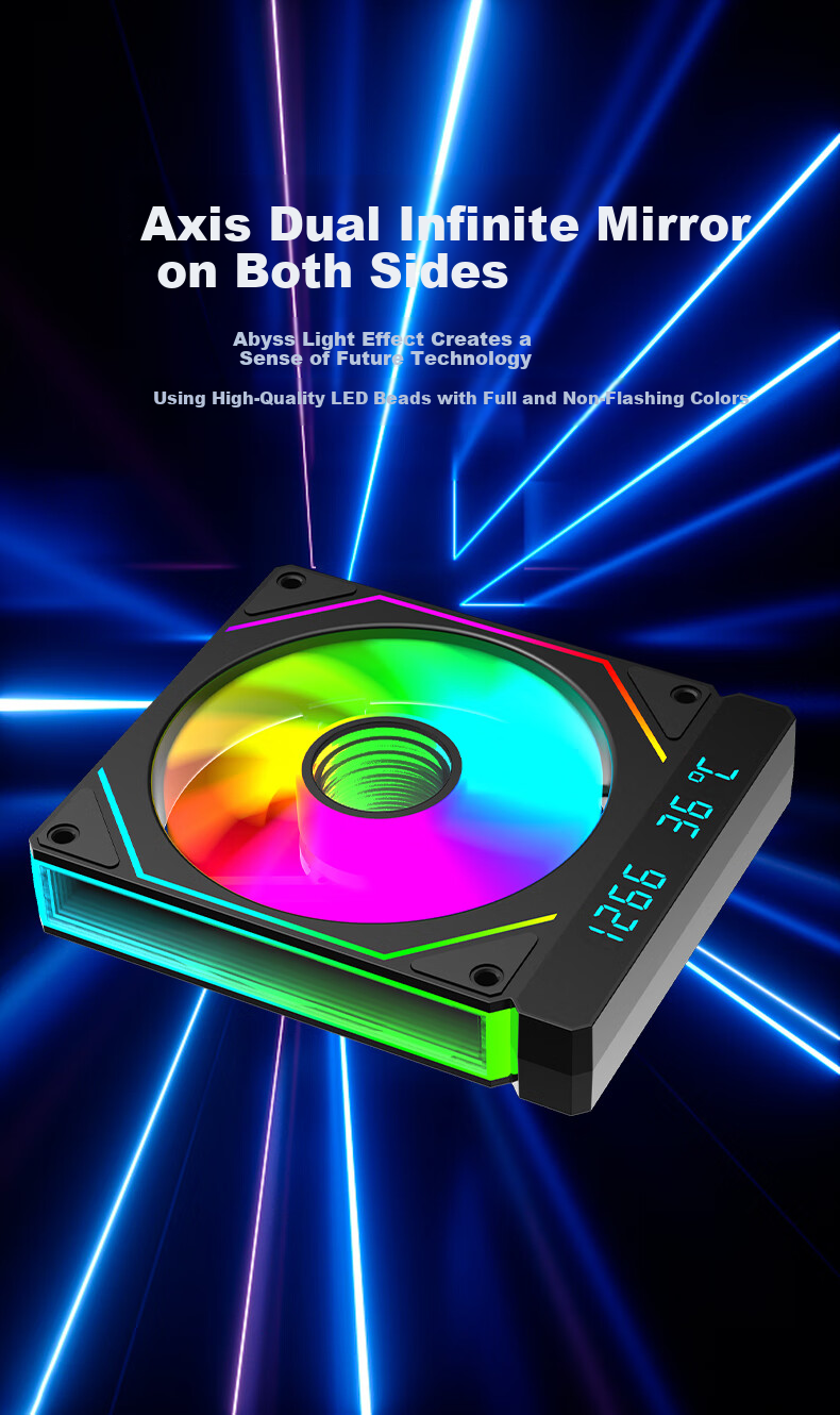 AOC T1200RB/93 Black Chongye Case Cooling Fan with Speed, Temperature, Digital Display, ARGB Synchronization, 5V 3-Pin Daisy Chain, PWM Temperature Control, And Hydraulic Silent Operatio 1