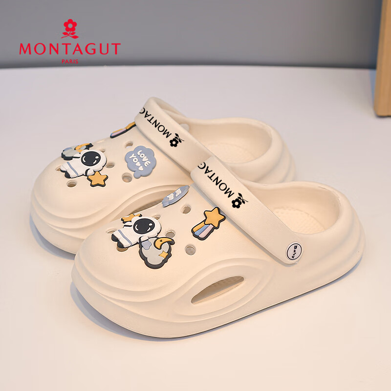 Montagut Kids Boys Summer Clogs Children's Sandals Non-Slip Sports Closed-Toe Beach Shoes Age 6-12