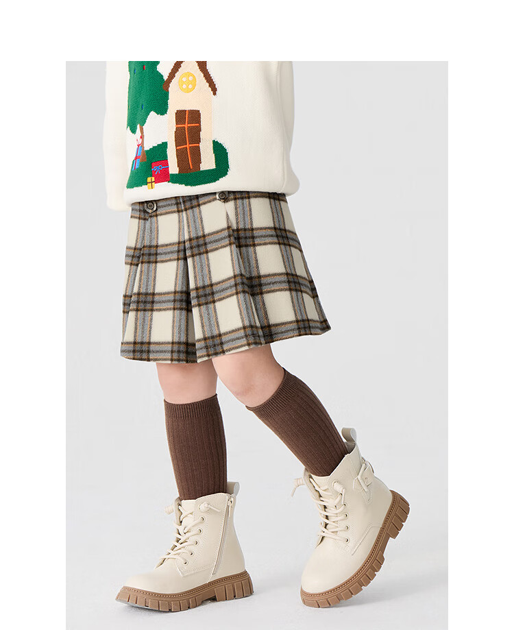 BALABALA Kids Children's Autumn Winter Skirt Girls Short Skirt Versatile Fashion Pleated Skirt for Older Girls 3