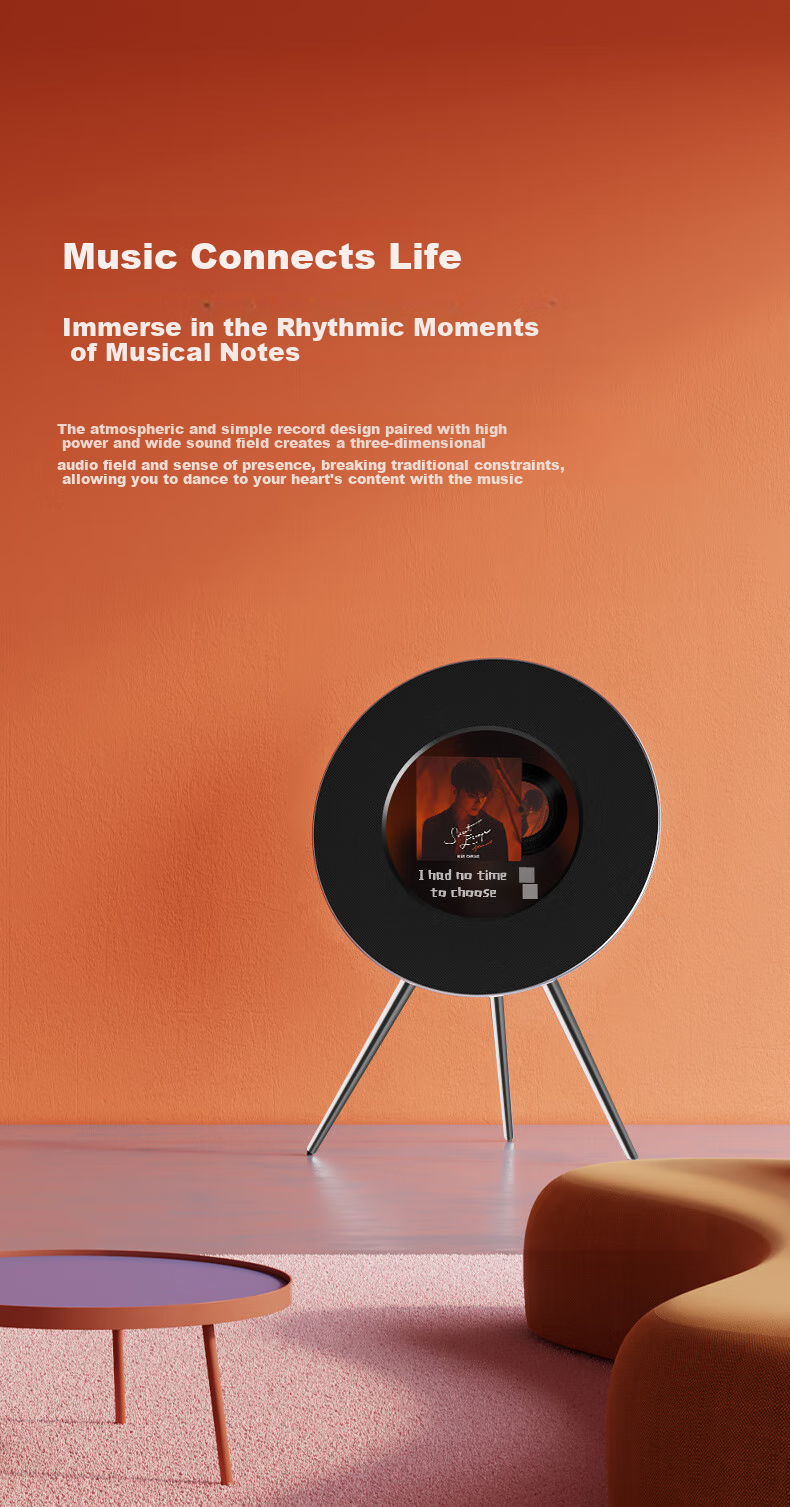 ART'MASTER Album Lyrics Audio Vinyl Subtitle Desktop Bluetooth Speaker for Living Room And Bedroom, Smart Home Birthday Gift, Natural Aluminum 6