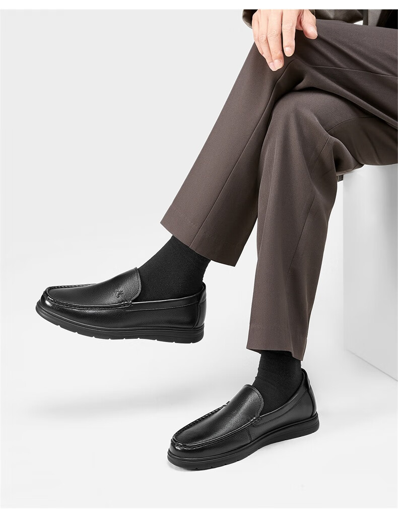Eierkang Men's Business Casual Slip-On Leather Loafers Comfortable Driving Shoes 97150W Black Size 40 6