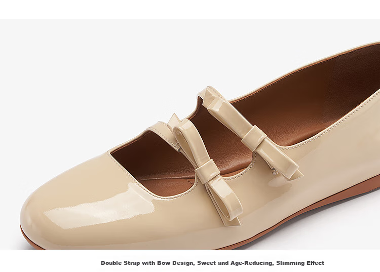 Le Saunda [Yun Duo Mali Zhen] Round Toe Patent Leather Mary Jane Flats for Women 09702, Soft Misty Yellow, LYP, Size 35 5