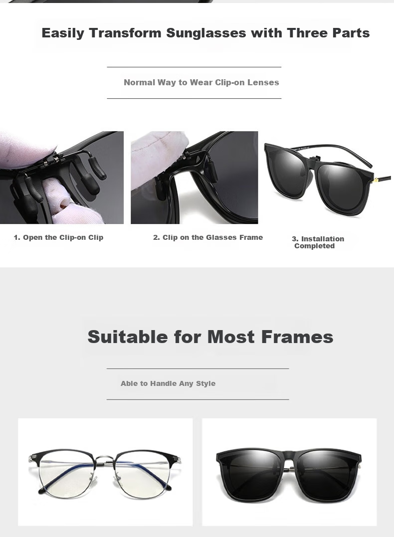 Baixiaoshe GM Style Sunglasses Clip-Ons, 1 Pair [Foldable], for Driving And Day/Night Use, Unisex 6