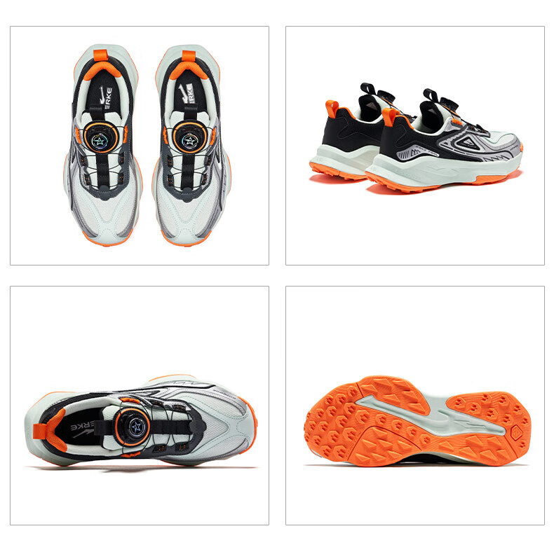 ERKE Kids Running Shoes Boys and Girls Children's Breathable Cushioning Sports Shoes Ice Green/Black/Silver Size 37 20