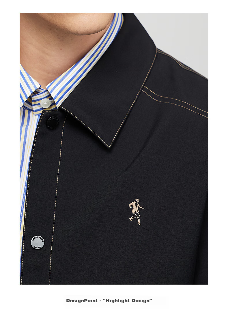 DANCING WOLVES Fashion Stitching Trendy Lapel Casual Jacket Men 001 Black 190 2