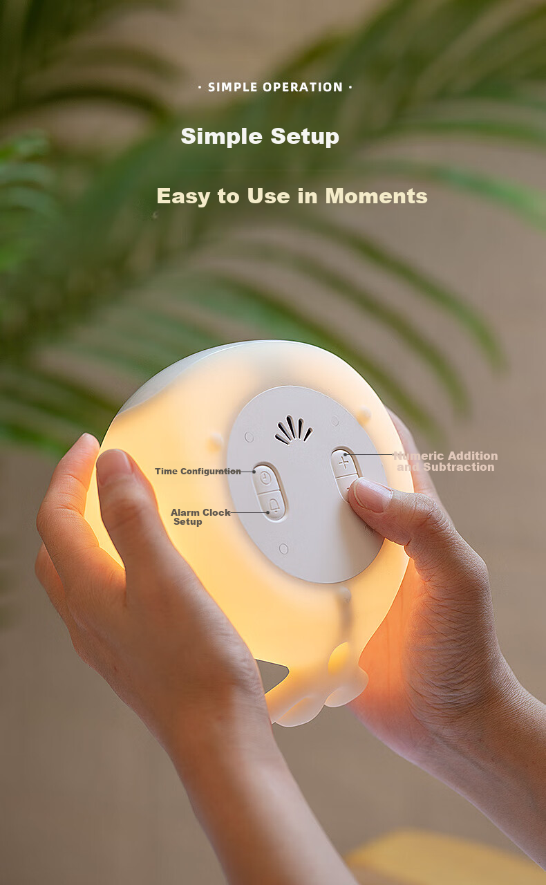 BANDIAN ORIGINATION Time Bird Alarm Clock for Students, Wake-Up Helper, Bedside Night Light, Cute Desktop Silicone Hourglass, Temperature Display, Baby Soft Light Eye Protection Feeding Lamp Gift 9