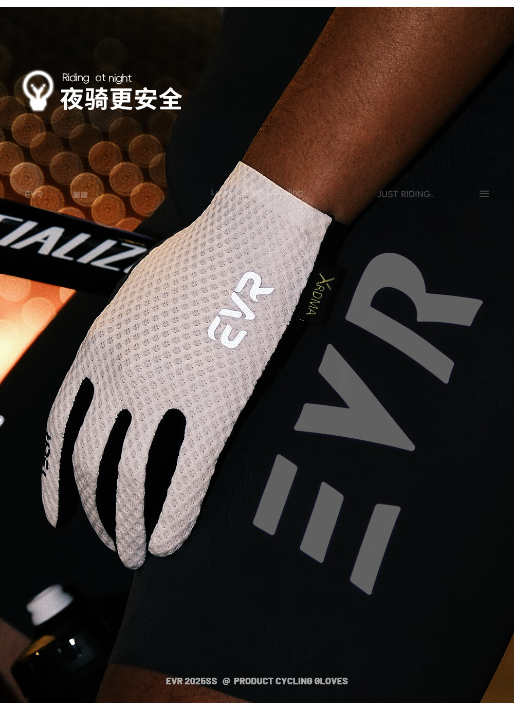 EVR Cycling Gloves for Men And Women, Reflective Logo, Breathable, Shock-Absorbing, Non-Slip Outdoor Sports Equipment, Black, Size L 6