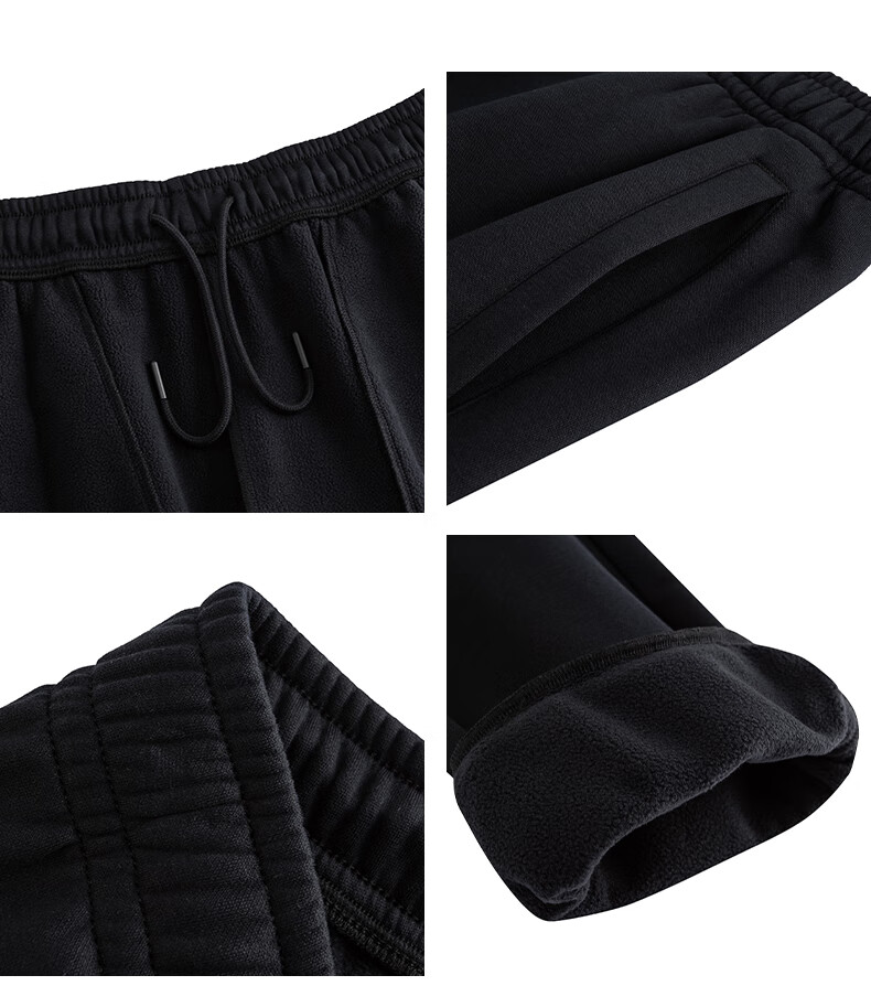 ANTA Men's Fleece-Lined Sports Sweatpants Winter New Knitted Jogger Casual Pants 6
