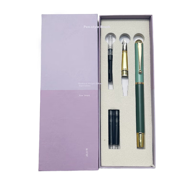 Fenshang Fountain Pen-Style Calligraphy Brush Gift Box Set, Wolf Hair Small Regular Script Brush with Soft Tip, Refillable Ink, Replaceable Ink Cartridge, for Adult And Student Calligraphy Practice, Copying Sutra, And Tracing Character Practice Sheets
