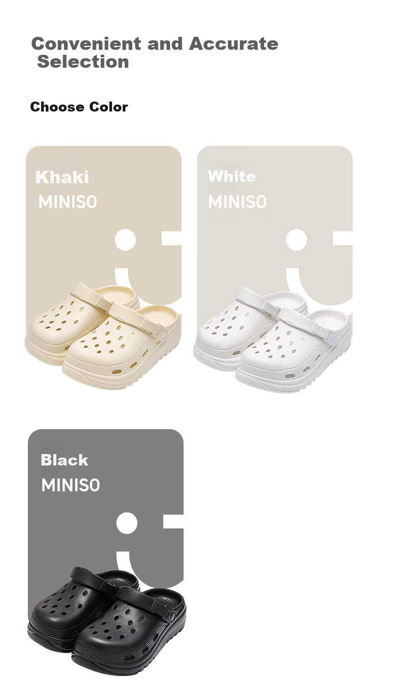 MINISO EVA Summer Unisex Hole Shoes Beach Sandals Non-Slip Soft Couple White+Light Blue Butterfly Pattern 12