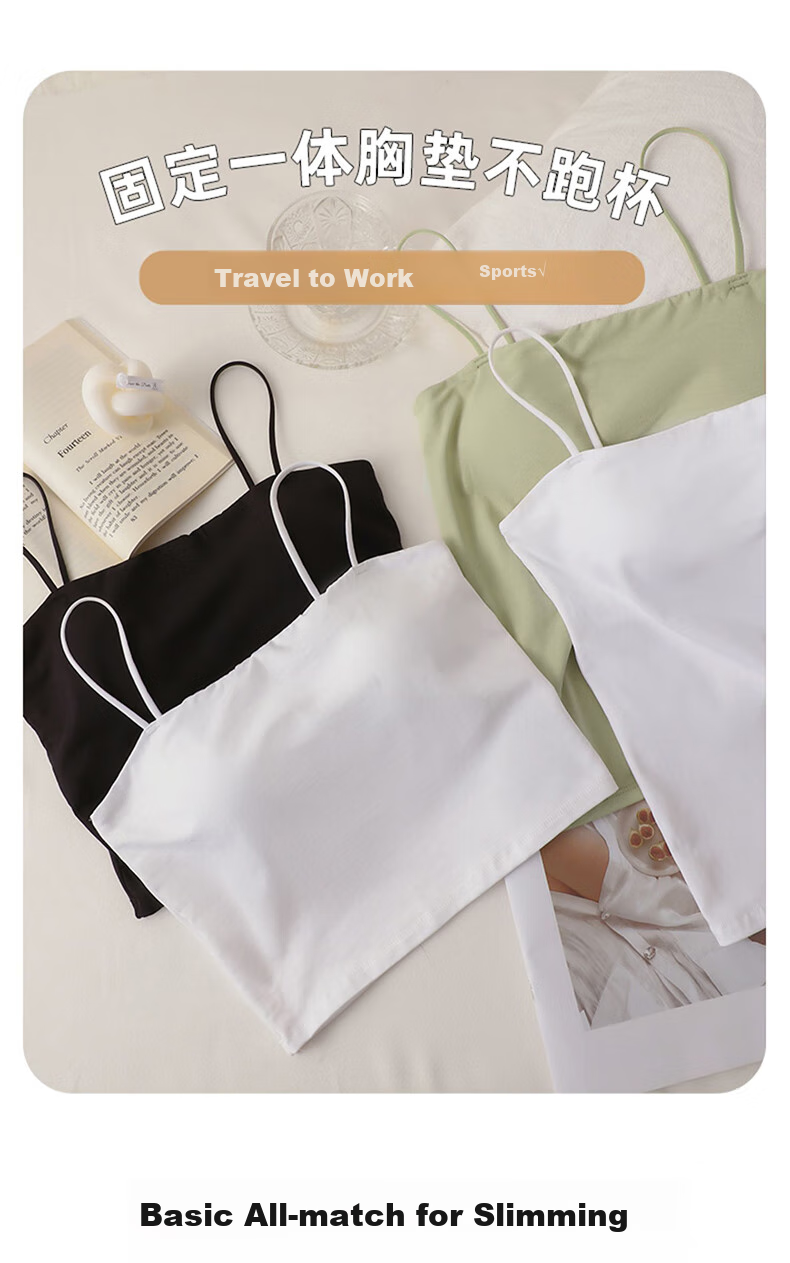 LangSha Camisole Tank Top for Women with Built-In Bra Pads, Sexy Backless Vest, Inner Wear, One-Piece Camisole Bralette 3