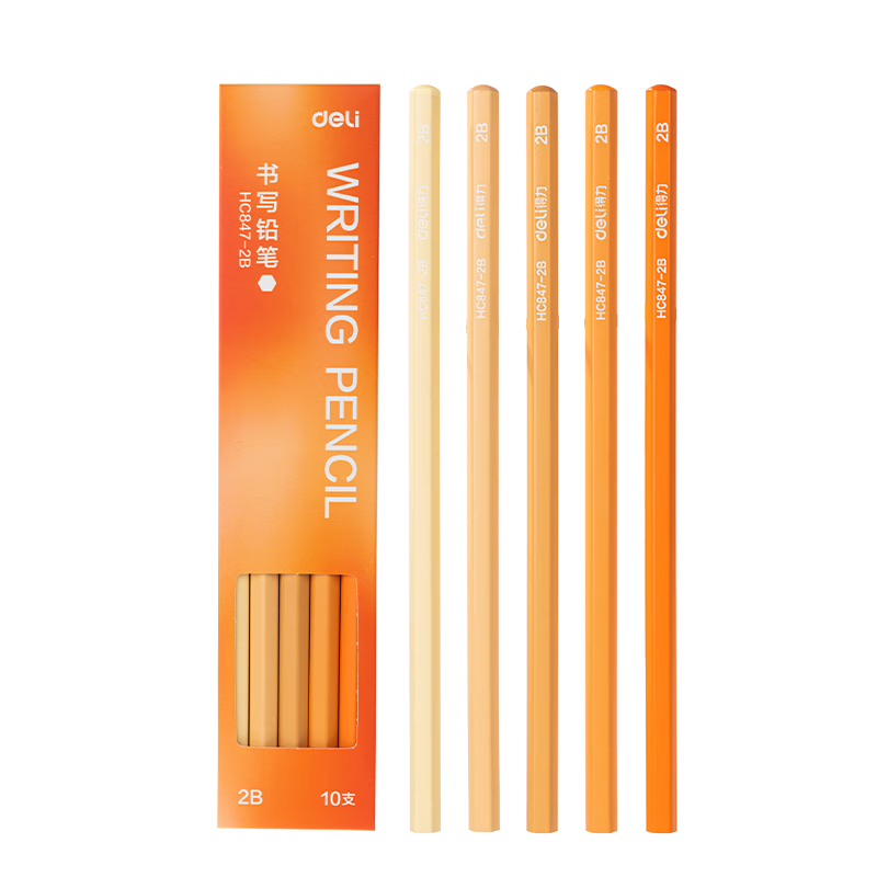 Deli 10-Pack 2B Hexagonal Writing Pencils with Graphite And Natural Wood Handles, Exam Art Student Sketching Writing Pencils, Gift for Students HC847-2B Back-To Stationery