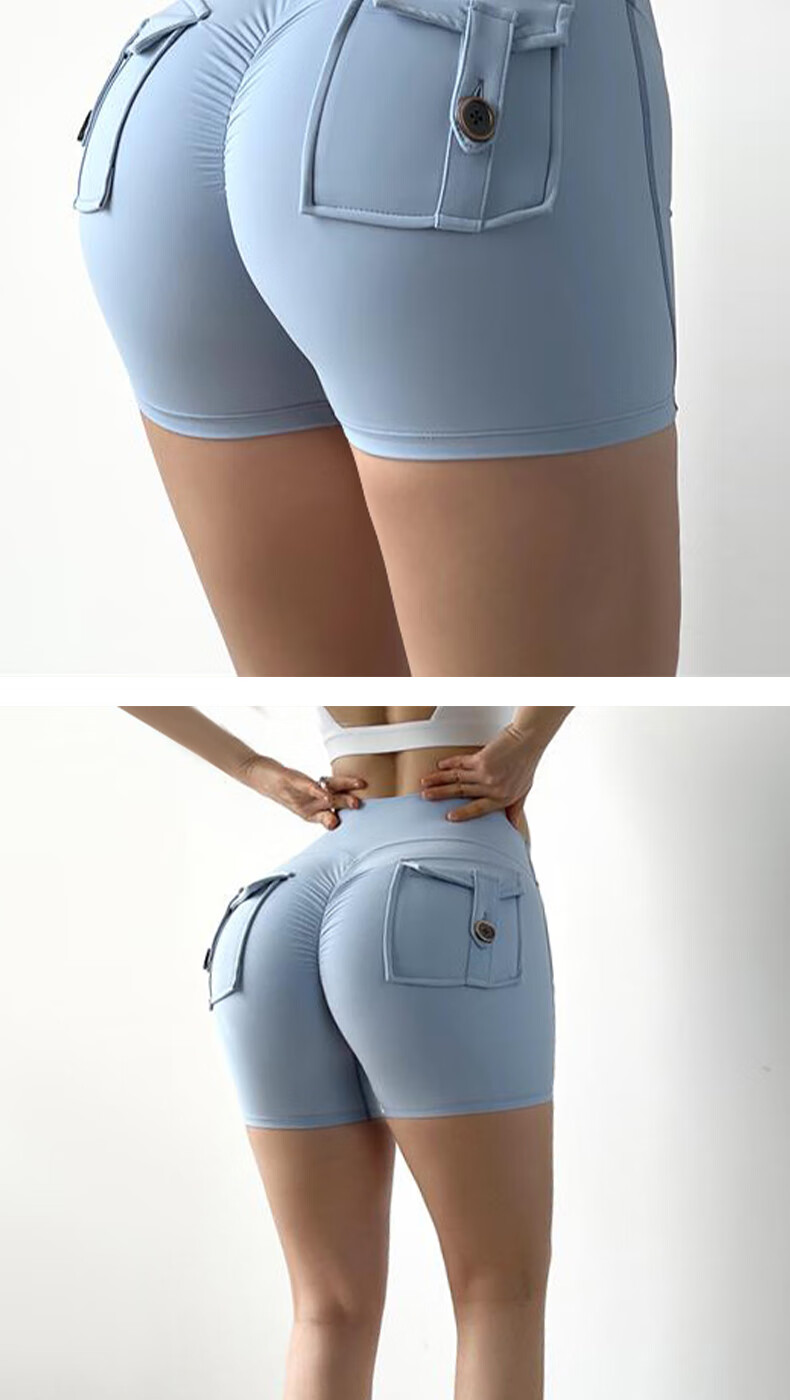 Free Style Peach High-Waist Hip-Lifting Women's Yoga Shorts Sports Fitness Three-Quarter Pilates Dance Training Tight Shorts 9