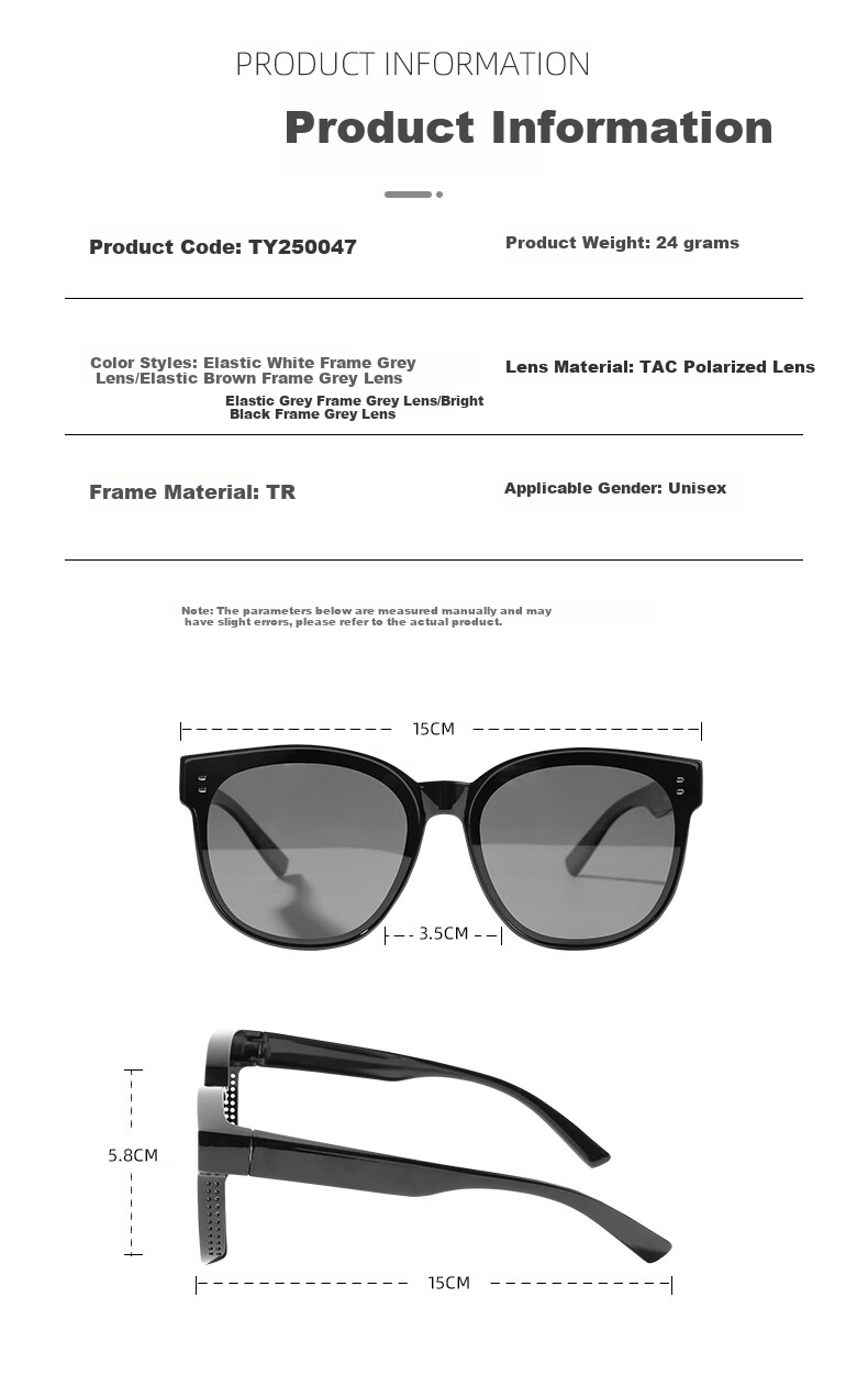 CACUSS Polarized Sunglasses for Nearsighted People, Driving Anti-Glare Glasses, Aviator Sunglasses for Men And Women, Face-Slimming Effect 2