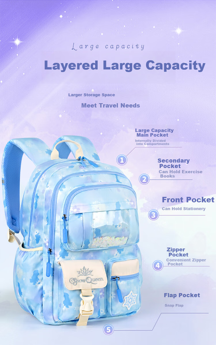 Disney Backpack for Elementary School Students Grades 3-6, Large Capacity, Lightweight, Breathable, Double Shoulder Bag, Strawberry Bear B22032-T1X 2