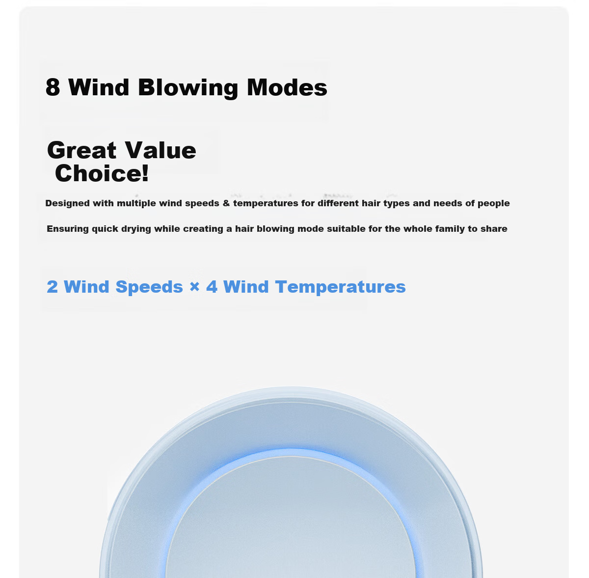 POVOS [Mid-Autumn Festival Gift] P7 High-Speed Hair Dryer for Home And Student Dormitory, Negative Ion, High Power, Quick-Drying, Low Noise PH7001 Sea Salt Blue, Gift for Girlfriend Or Wife 5