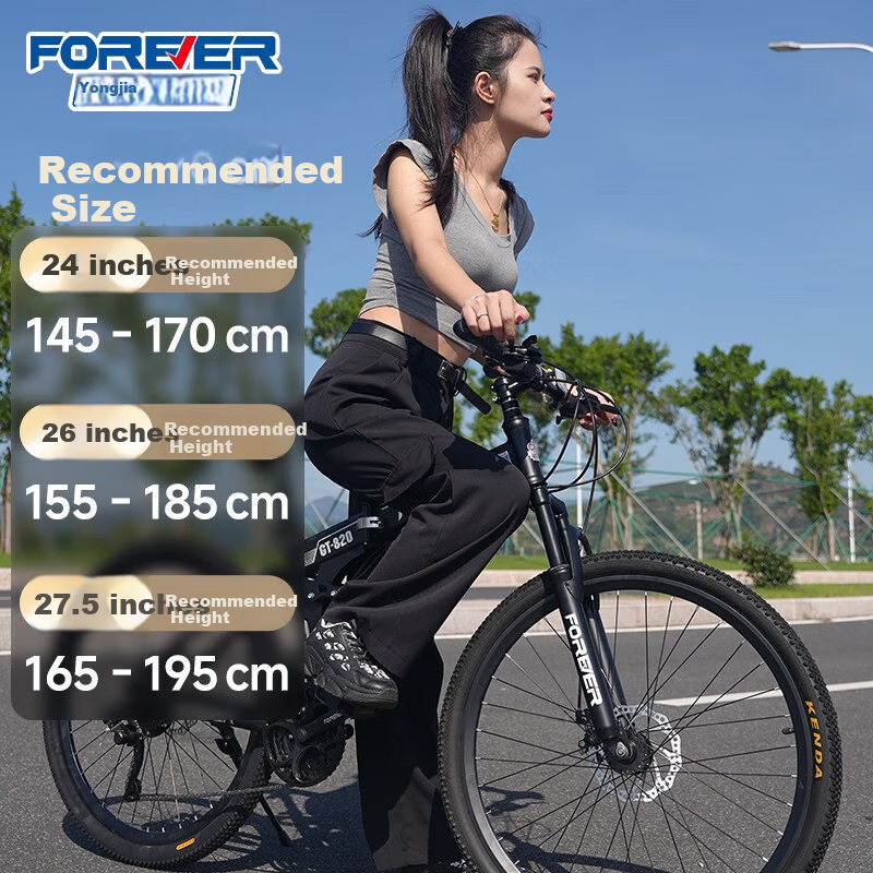 FOREVER Children's Folding Mountain Bike, Boys And Girls Style, for Middle School Students And Teenagers, Black, 26-Inch, 24-Speed