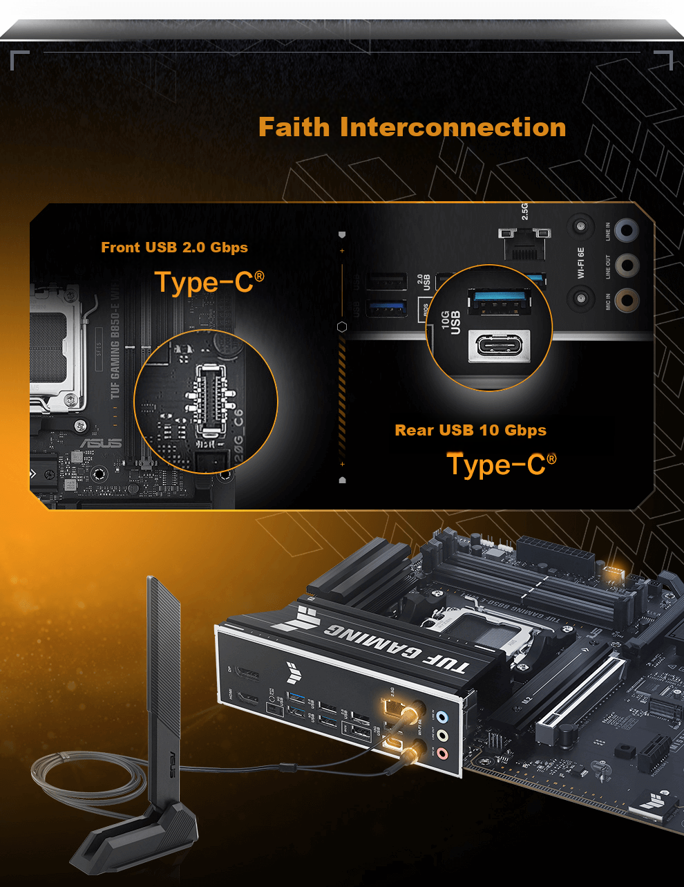 ASUS TUF GAMING B850-E WIFI Motherboard for CPU 9700X/9800X3D/9600X (AMD B850/socket AM5) 4