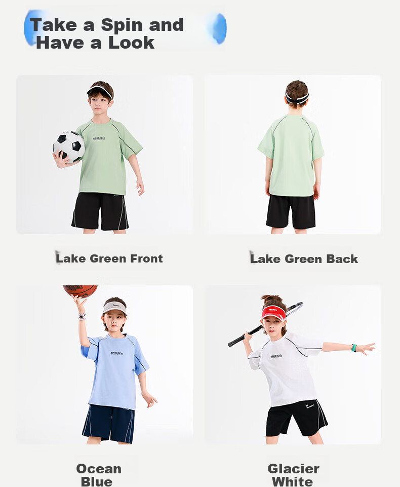 BANDOCIN Boys' Sports Quick-Dry Clothing Set, Summer Thin Style for Older Children, 2026 New Model, Glacier White, Size 170 6