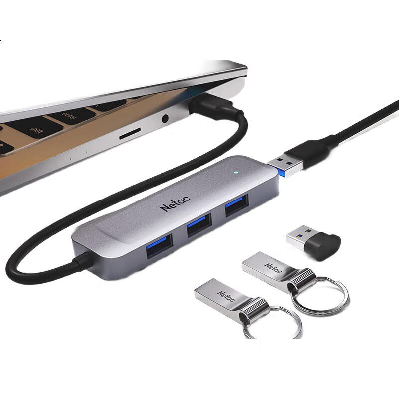 USB 3.0 хаб Netac WF11, 4 порта, алюминиевый корпус, 5 Гбит/с, черный