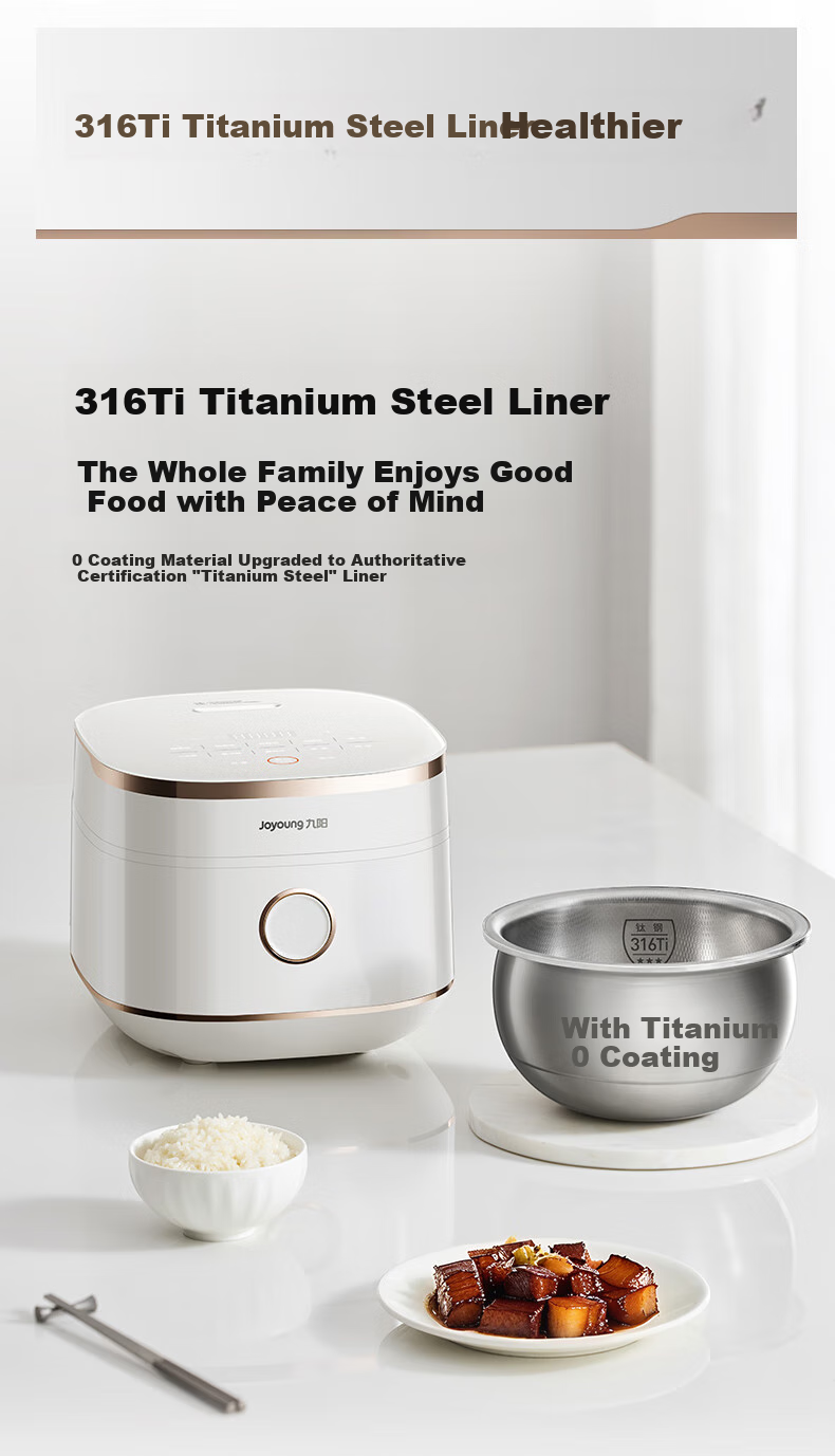 Joyoung [Full Honeycomb 0 Coating] 316L High-Purity Titanium Inner Pot, Low-Sugar IH Far-Infrared Heating Electric Rice Cooker, 4-Liter Capacity for 3-4 People, 8A Rice, Subsidy 40N1F 11