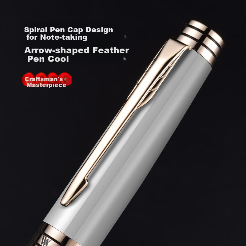 V.V.A [Mid-Autumn Festival And National Day Stationery Gift] Ballpoint Pen, Signature Pen, Gift for Teachers, Birthday Gift for Men And Women, High-End Pen, Knight White Liya Gold Clip, 0.5mm, Customizable