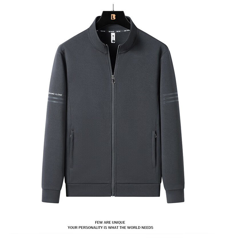 Romon Men's Spring Business Casual Versatile Zip-up Cardigan Executive Jacket Stand Collar Top Coat SL95 Black 2XL 11