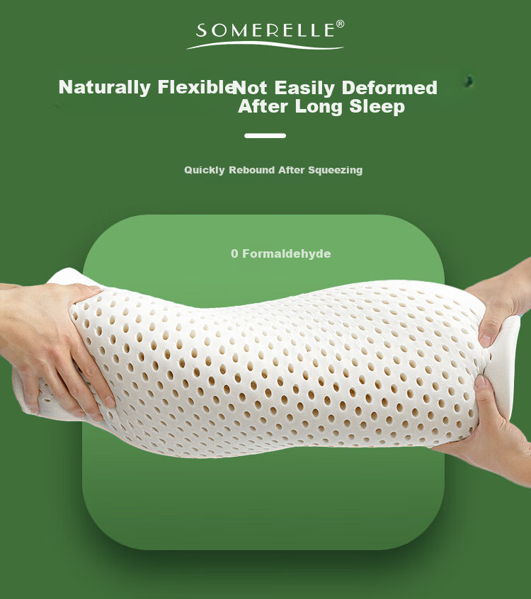 SOMERELLE Latex Pillow, 93% Imported Natural Latex from Thailand, Deep Sleep Pillow Core, Wave-Shaped High Pillow 5