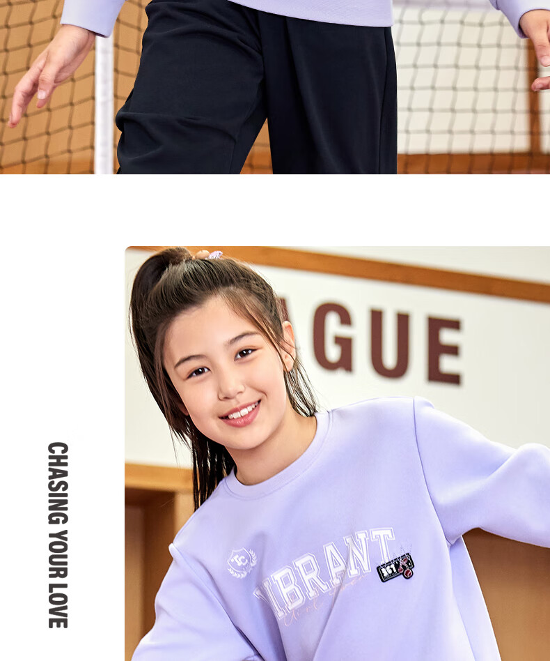 361° Children's Clothing, Kids' Sweatshirt, Autumn 2025, for Older Girls, Skin-Friendly, Soft, Elastic, Round Neck, Versatile Sweatshirt, Purple, Size 160 10