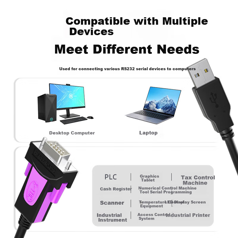 Z-TEK USB to RS232 Serial Cable, DB9 Male Connector, RS232 to USB Converter, Computer COM Port Adapter Cable, ZE793-018