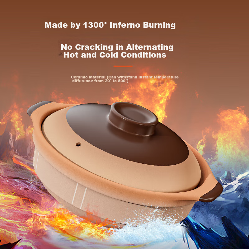 Chunuo Traditional Earthen Pot Stew Pot, Ceramic Soup Pot for Home Use, Commercial Clay Pot Rice Cooker, Beef Offal Stew Pot, Specially Designed for Gas Stove, 1.3L Capacity