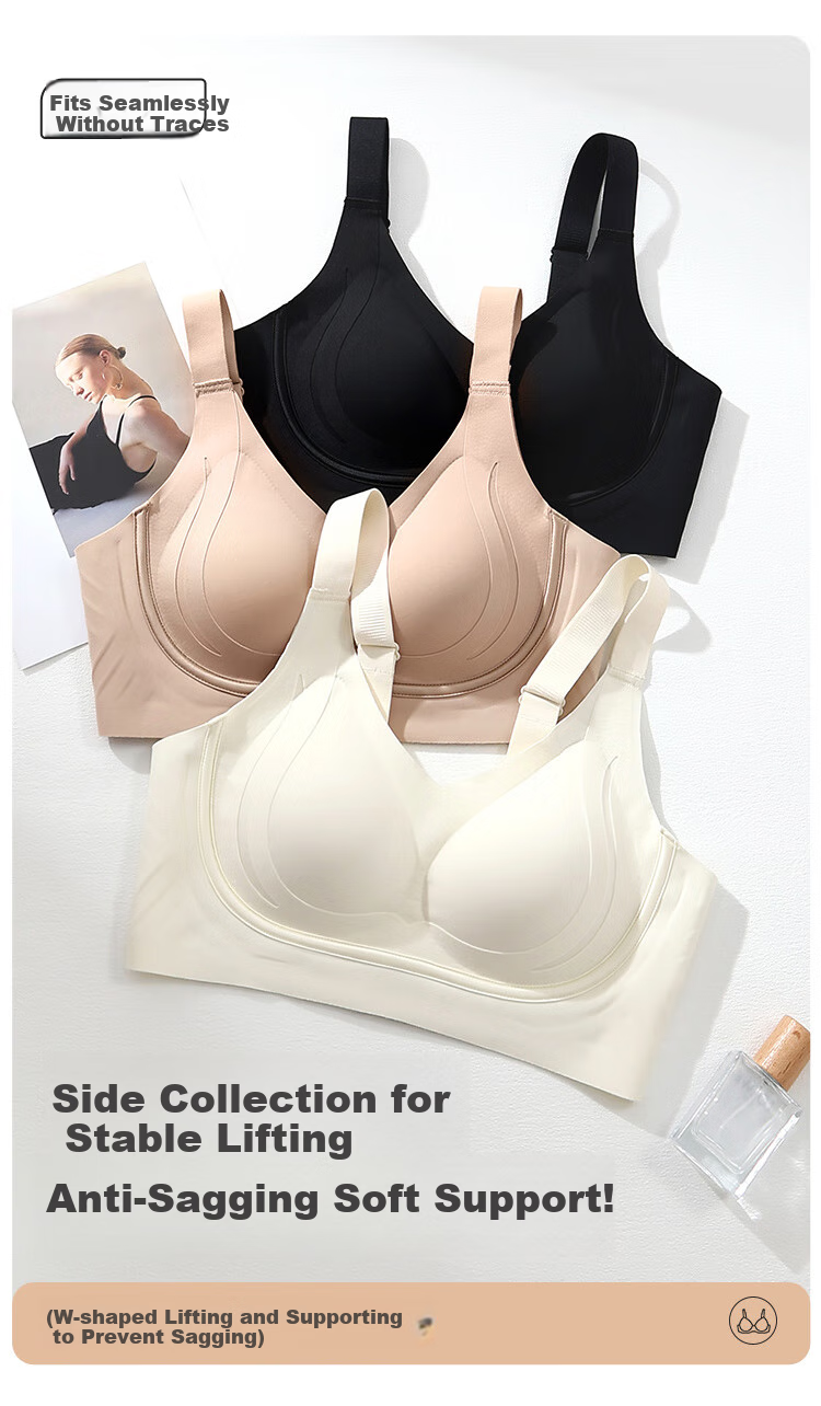 Fenteng Women's Seamless Bra, Push-Up for Small Breasts, Lift And Gather Side Boob, Prevent Sagging, Soft Support, Adjustable Style Brassiere 1