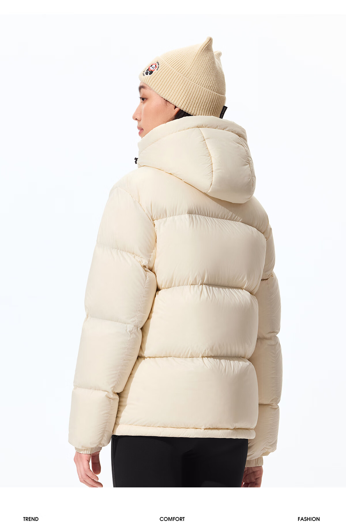 Panda Camel Series Bubble Duck Down Jacket Unisex Autumn Winter Warm Fluffy Puffer Coat 9844 White M 19