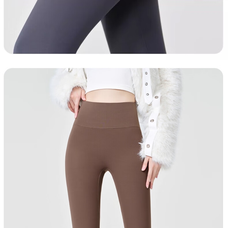 Miiow Women's Sherpa Fleece Shark Pants, Autumn Winter Thickened Leggings, Warm Stretch High Waist Tummy Control Yoga Black Pants 15