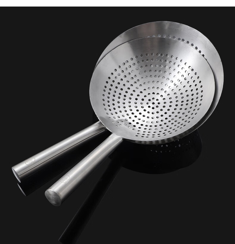 Danshi Zhiyuan Stainless Steel Handle Skimmer Spoon 28CM Oil Draining Strainer Slotted Spoon Frying Oil Strainer Spoon Jingcang 10