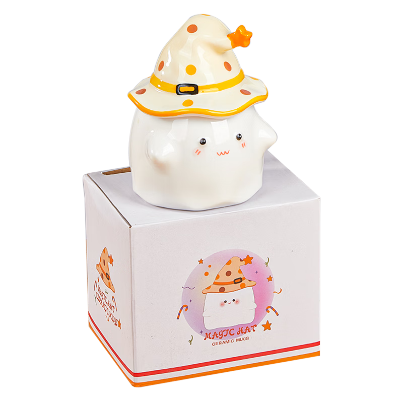 Feiyu Cute Ceramic Mug with Lid, Glazed Colorful Design, High-Quality New Coffee Cup, Mid-Autumn Festival Gift, Companion Gift
