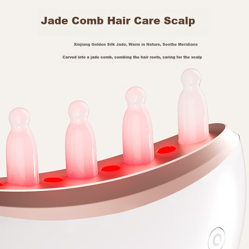 Keaiyuansu Small Moon Comb Gift Box Edition, Red Light Stimulating Comb for Hot Compress Head And Scalp Massage Meridian Comb, Hair Health Comb with Five-Finger Wide Teeth, Mid-Autumn Festival Gift for Parents Or Girlfriend, Practical Present