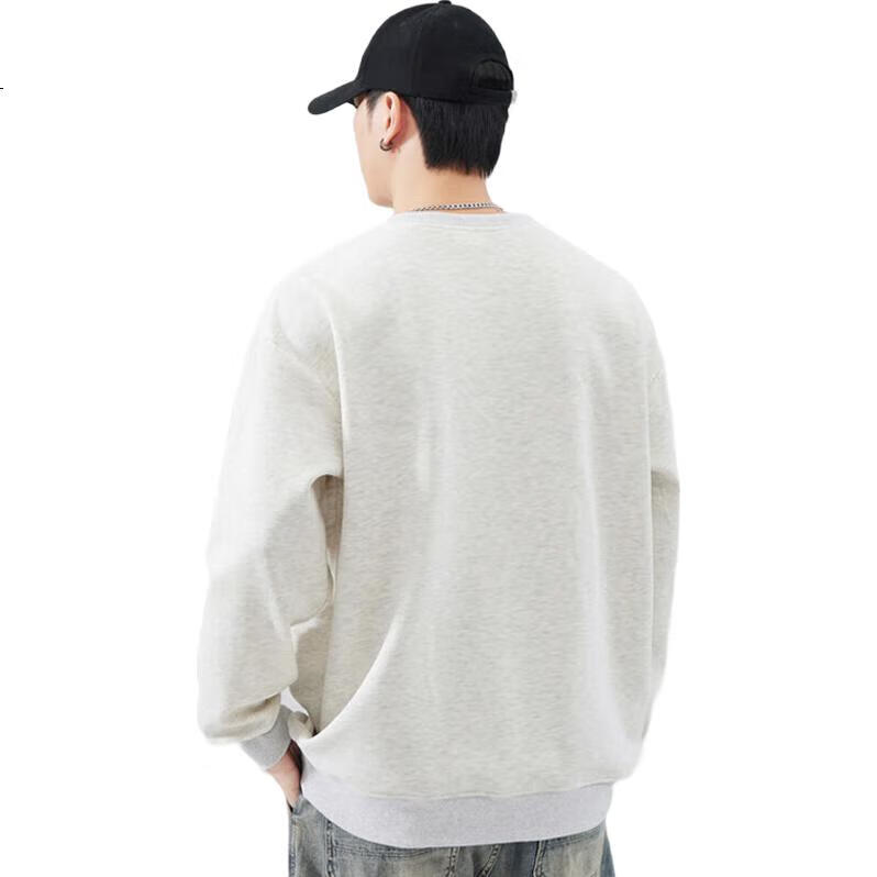 Мужская толстовка Jeanswest, коллекция Весна 2026, свитшот с круглым вырезом, спущенным плечом, однотонный, модный, простой, свободный, повседневный, белый и серый, размер L