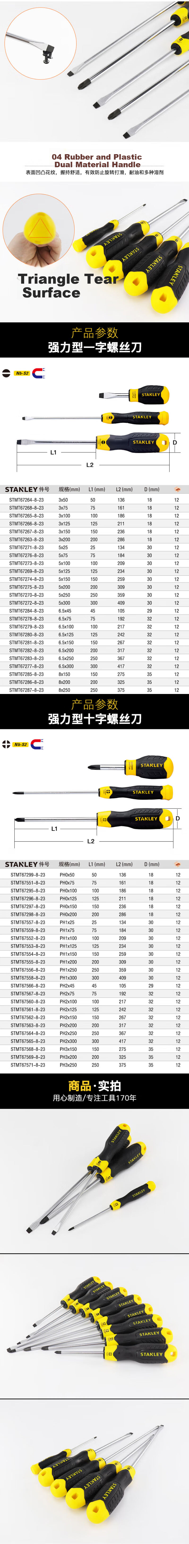 STANLEY Heavy-Duty Phillips Screwdriver with Magnetic Tip PH2x200mm STMT67563-8 2