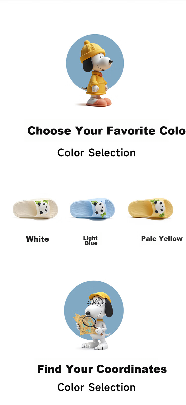 SNOOPY Children's Shoes, Girls' Slippers, Boys' Indoor Sandals, Cartoon Panda Design, 2203 White, Size 28 3