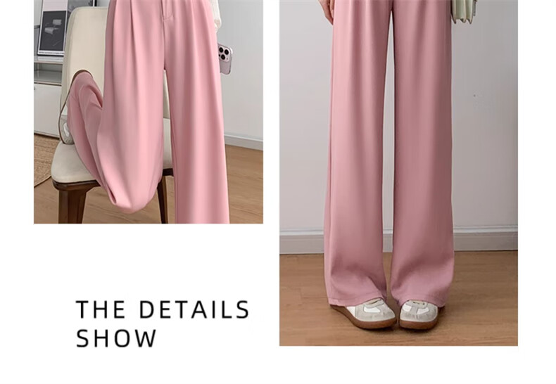 Langsha Women's Suit Pants 2026 New High-Waist Straight-Leg Slim Fit Lightweight Wide-Leg Trousers for Office Commuting 25