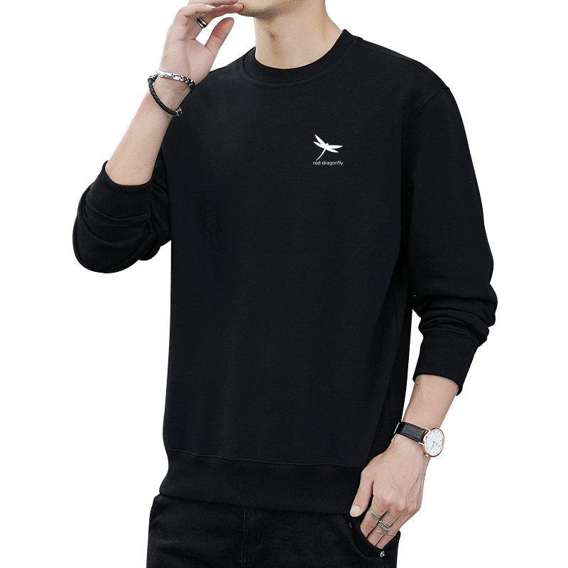 RED DRAGONFLY Men's Casual Fashion Printed Simple Crew Neck Long Sleeve T-Shirt Pullover White L