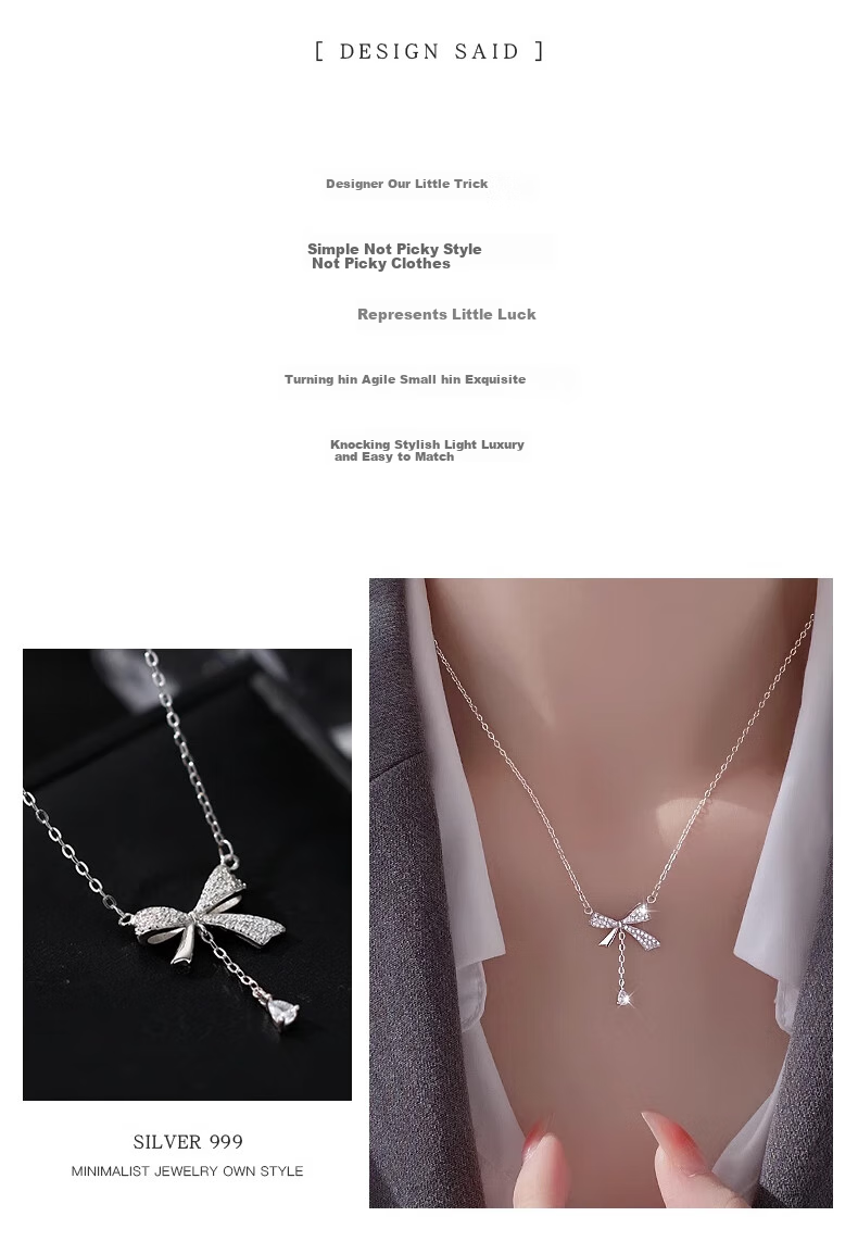 Dijing Runaway Princess 99 Sterling Silver Necklace for Women, Collarbone Chain with Elegant Butterfly Pendant, Birthday Gift for Girlfriend 2