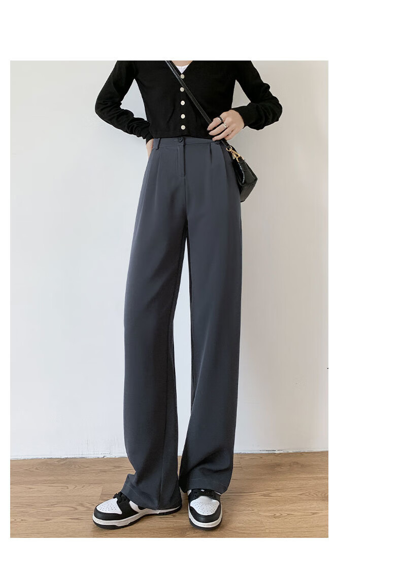 LangSha Women's Suit Pants Spring Autumn 2025 New Draped Casual Versatile Office Workwear Slim Straight Wide-Leg Trousers 13