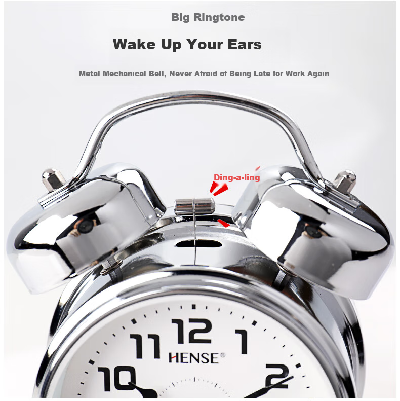 Hense Creative Alarm Clock for Students, Loud Volume Bedside Clock, Extra Loud Alarm for Lazy People, Desktop Hourglass Alarm HA17 Anchor 4